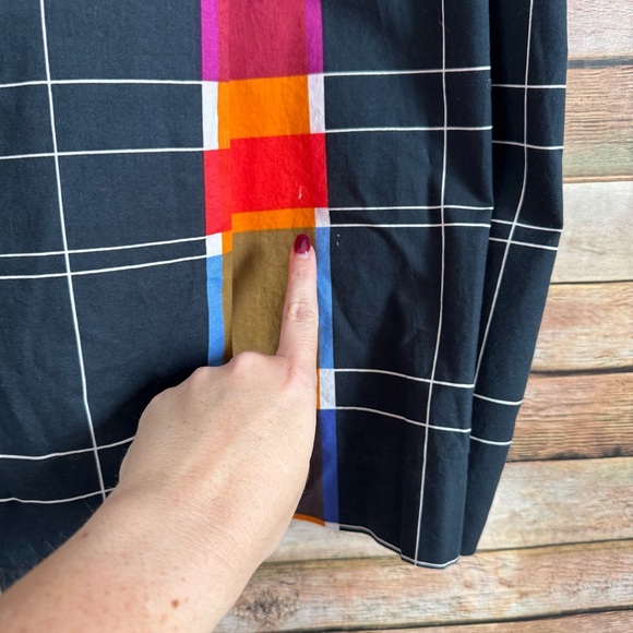 Marimekko Women's Vintage Windowpane Rainbow Pleated Short Sleeve Dress Size M - Picture 3 of 13